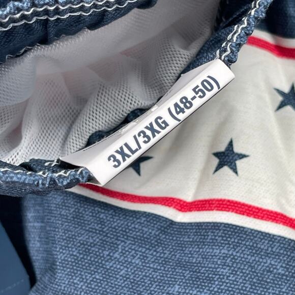 Patriotic Stars and Stripes Swim Trunks Men 3XL 48-50 Above The Knee 6" Inseam - Picture 8 of 11